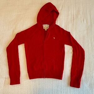 Abercrombie Vintage Red Cashmere-Blend Full Zip Hoodie